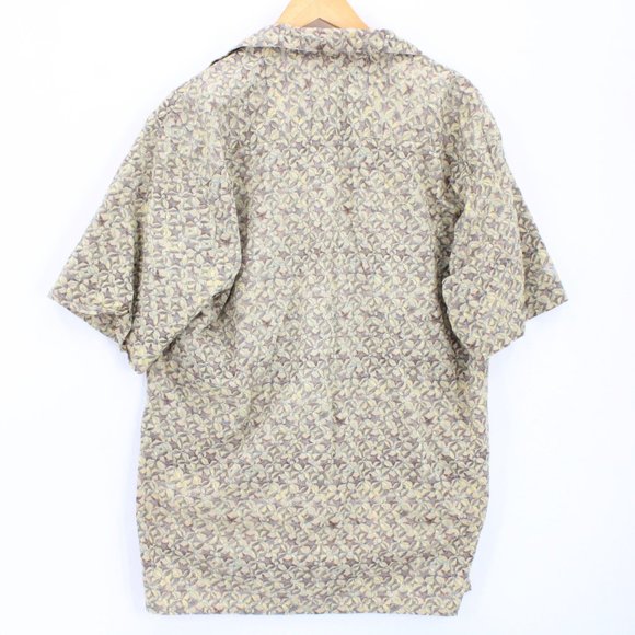 Vintage Burma Bibas Hawaiian Shirt Mens Beige Button Down Collared Size Large L - Picture 8 of 10